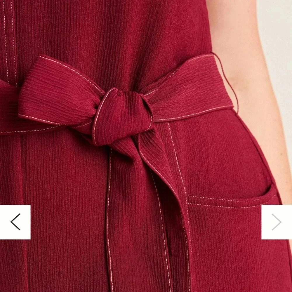 Anthropologie Greylin Colleen Stitched Jumpsuit in Maroon/Burgundy. - Picture 4 of 11